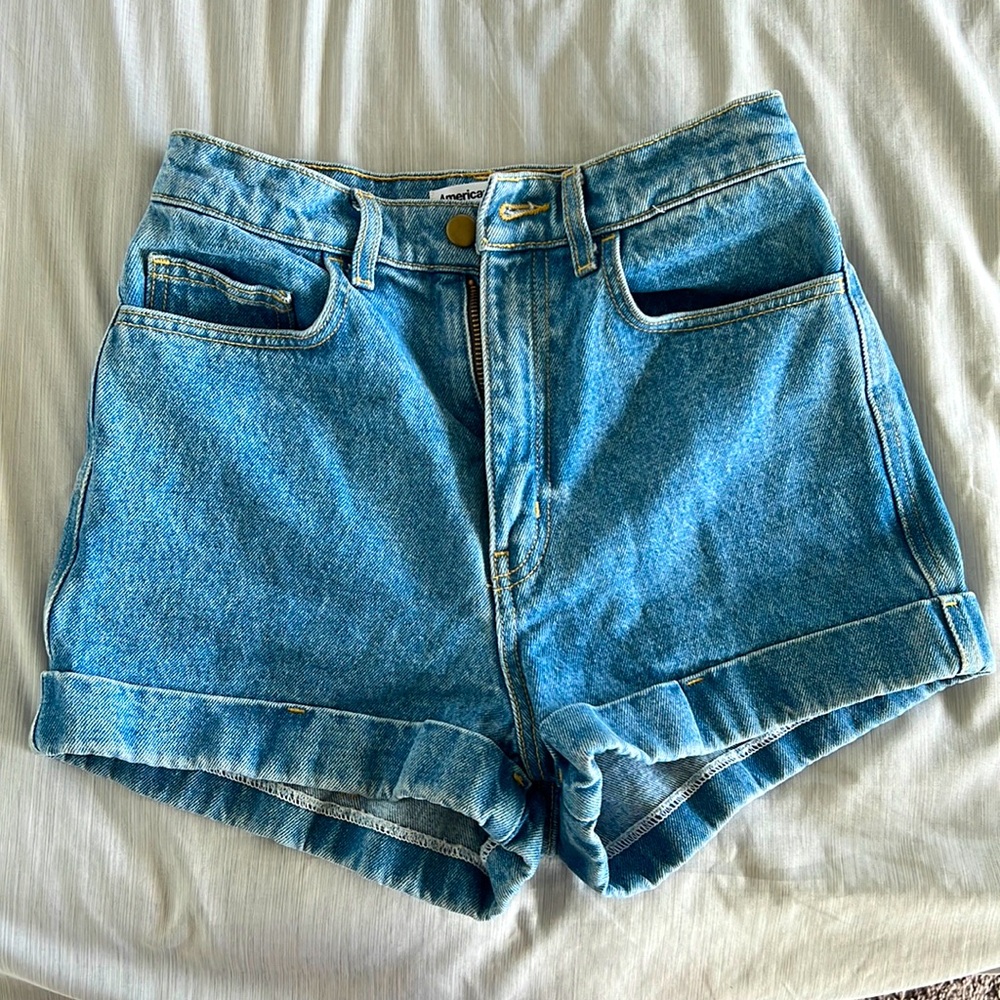 american apparel size small denim shorts